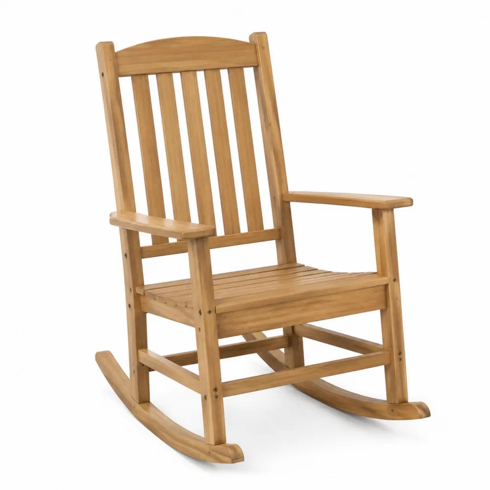 Fauteuil à bascule d’extérieur avec accoudoirs 62 x 95 x 108 cm acacia massif brun clair
