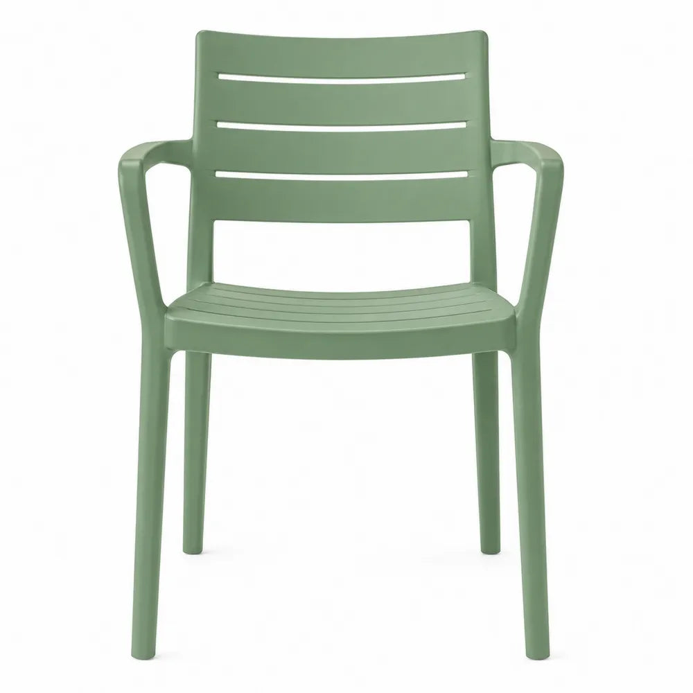 Chaise de jardin empilable avec accoudoirs en polypropylène vert sauge 58 x 56 x 83 cm