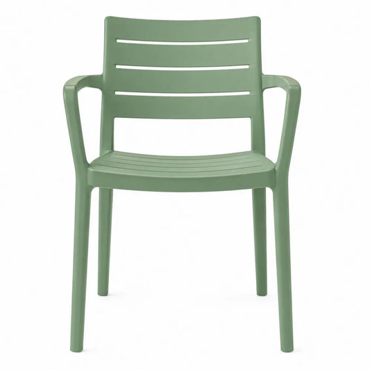 Chaise de jardin empilable avec accoudoirs en polypropylène vert sauge 58 x 56 x 83 cm