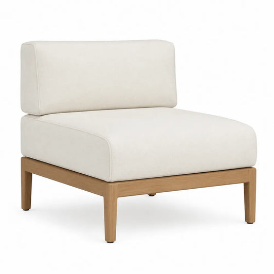 Fauteuil de jardin sans accoudoirs en acacia massif avec coussins écru 75 x 82 x 78 cm