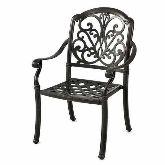 Fauteuil de jardin avec accoudoirs en aluminium moulé noir bronze à dossier ajouré 63 x 60 x 94 cm